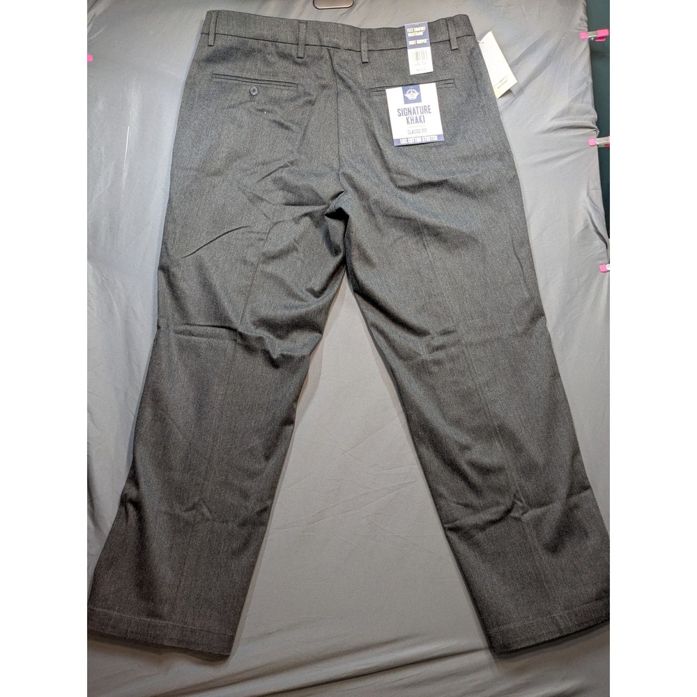 Dockers Mens Signature Khaki Classic Fit Grey Lux Cotton Stretch Pants 38x30 NEW